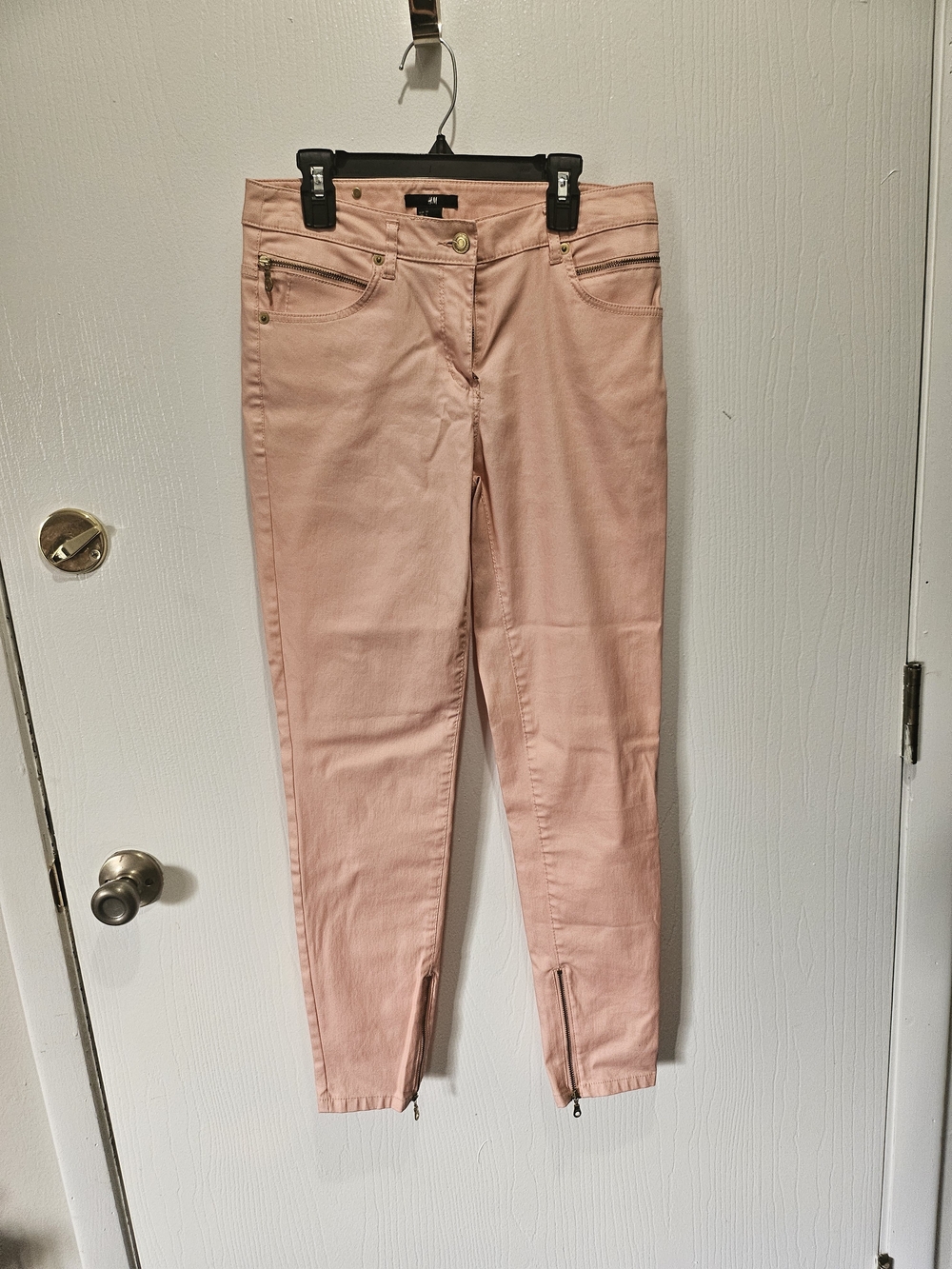 H&M Blush Pink Skinny Pants with Ankle Zips